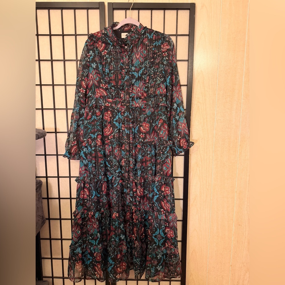 Elegant Floral Long Sleeve Maxi Dress